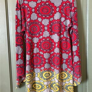 Aryeh Red and Gray Patterned Top